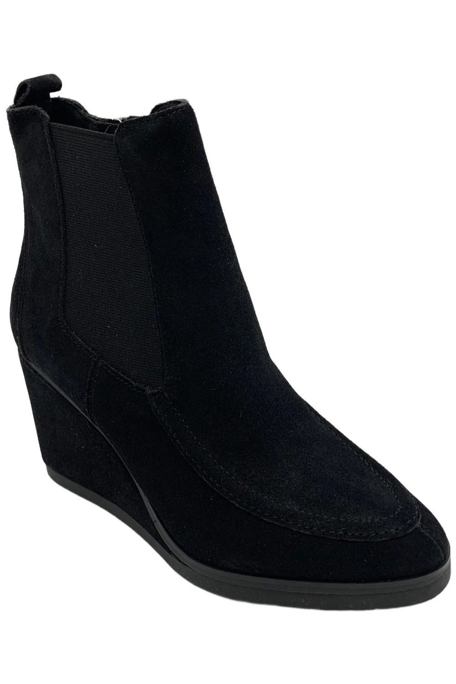 NYDJ Women's Leeza Zip Wedged Calf Suede Ankle Bootie Black - Medium